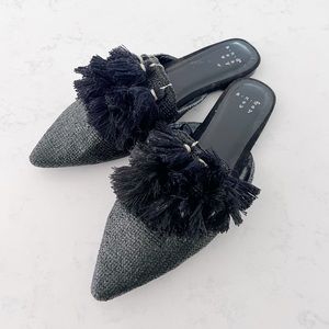Women’s A New Day Antoinette Black Tassel Pointed Mules 6.5